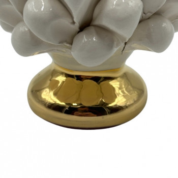Pigna Bianca con base Oro Zecchino in Ceramica di Caltagirone