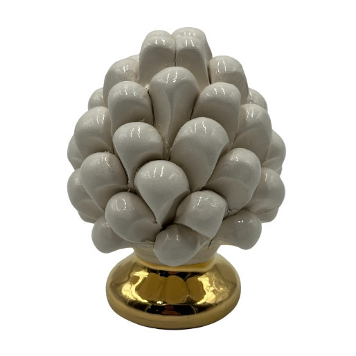 Pigna Bianca con base Oro Zecchino in Ceramica di Caltagirone