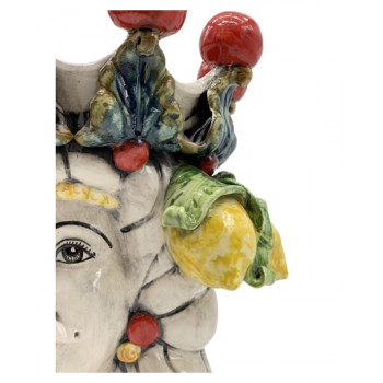 Testa di Moro con frutta in ceramica di Caltagirone - Ceramiche Fabrizio Boria