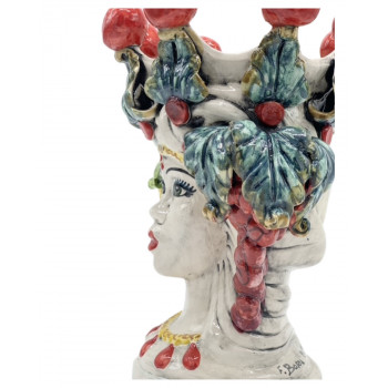 Testa di Moro con frutta in ceramica di Caltagirone - Ceramiche Fabrizio Boria