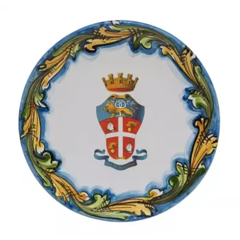Piatto in Ceramica di Caltagirone con Logo Arma dei Carabinieri 24 cm.