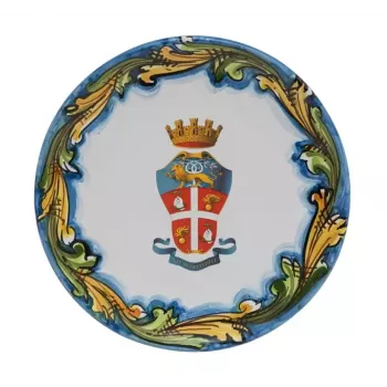 Piatto in Ceramica di Caltagirone con Logo Arma dei Carabinieri 20 cm.