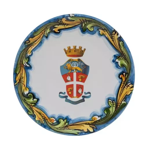 Piatto in Ceramica di Caltagirone con Logo Arma dei Carabinieri 20 cm.