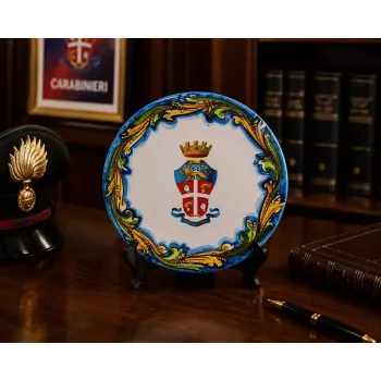 Piatto in Ceramica di Caltagirone con Logo Arma dei Carabinieri