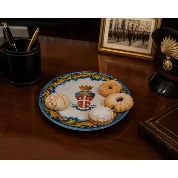 Piatto in Ceramica di Caltagirone con Logo Arma dei Carabinieri Porta Dolci